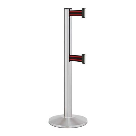 Lavi Industries Retractable Belt Barrier, Black/Red, 7 ft Length, 40 in Post Height 50-3000DL/SA/BR
